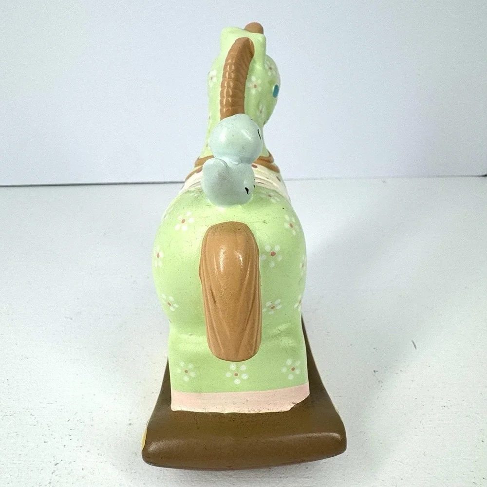 Vintage 1982‎ Enesco Hand Painted Rocking Horse Bird Ceramic Coin Bank Stopper